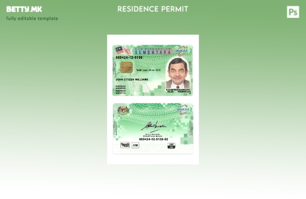 Модерен стил Малезија Шаблон за зелена карта MyKAS kad pengenalan sementa